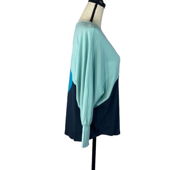 Willow Drive Medium Top V-Neck Dolman Sleeves Stretch Colorblock Blue Multi New - Picture 3 of 8